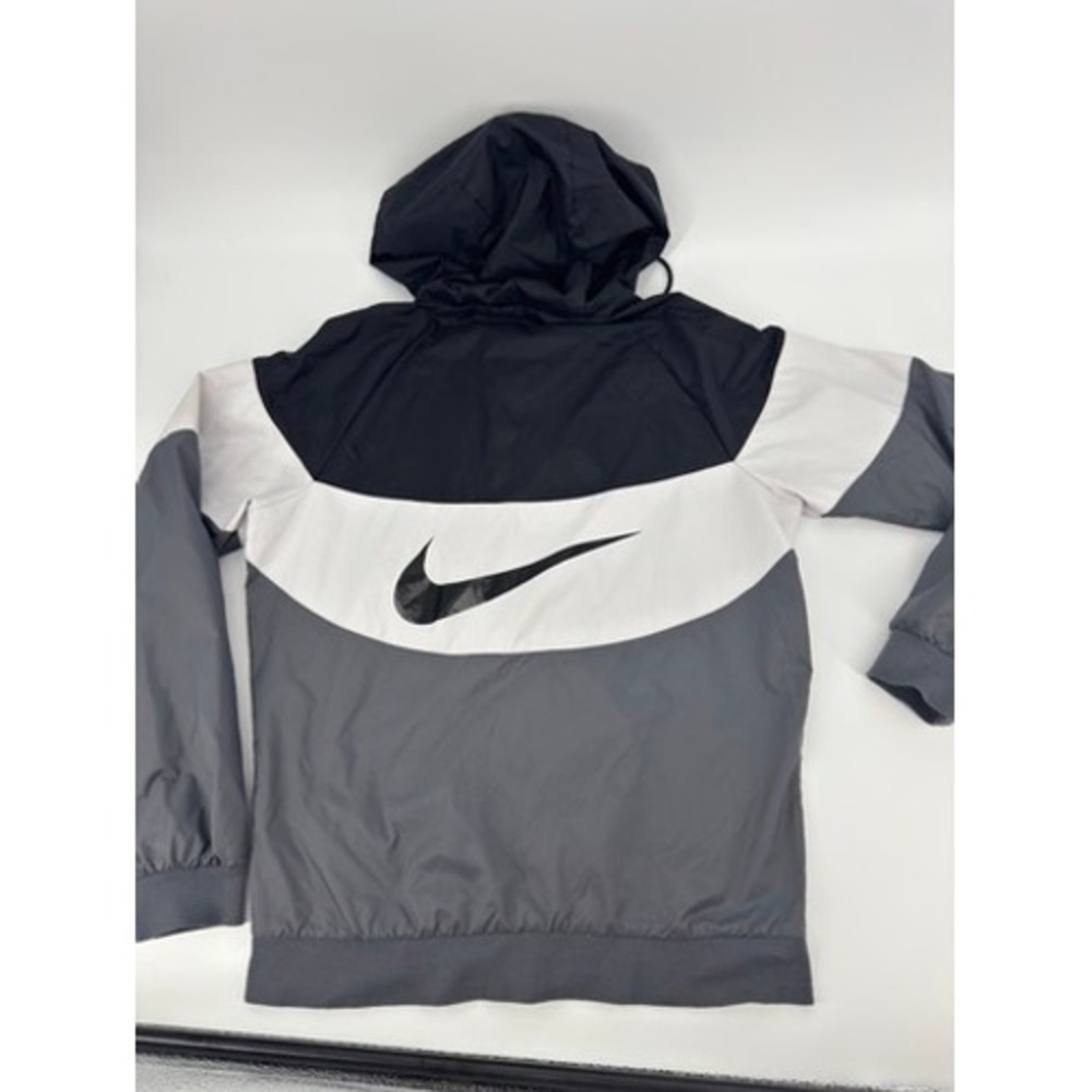 Nike Windrunner Jacket Mens Small Black White Grey Big Swoosh Full Zip Hooded - Picture 1 of 16